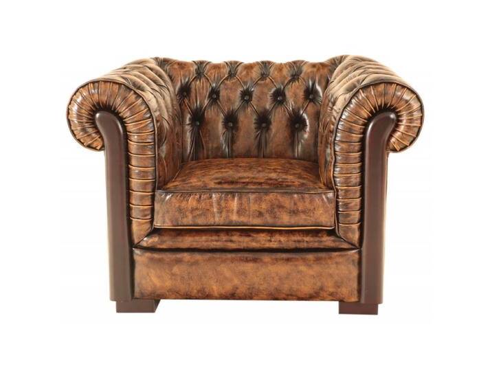 Einsitzer-Sofa Chesterfield Tiffy aus echtem Rindsleder Whisky von Indisches-Möbelhaus.de