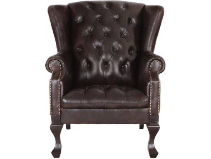 Sessel Chesterfield Chester aus echtem Rindsleder Braun von Indisches-Möbelhaus.de