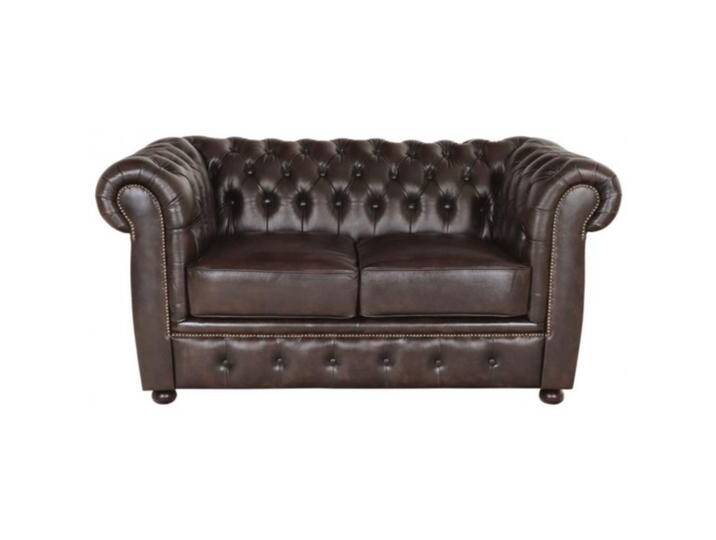 Zweisitzer-Sofa Chesterfield Liverpool aus echtem Rindsleder Braun von Indisches-Möbelhaus.de