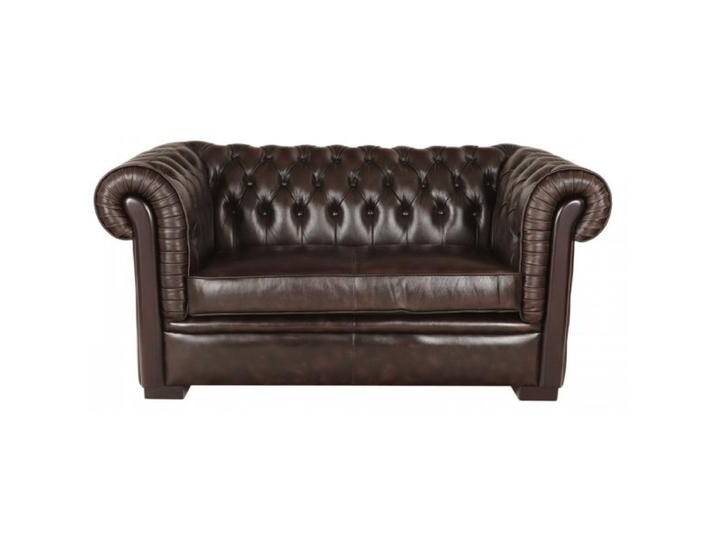 Zweisitzer-Sofa Chesterfield Tiffy aus echtem Rindsleder Braun von Indisches-Möbelhaus.de