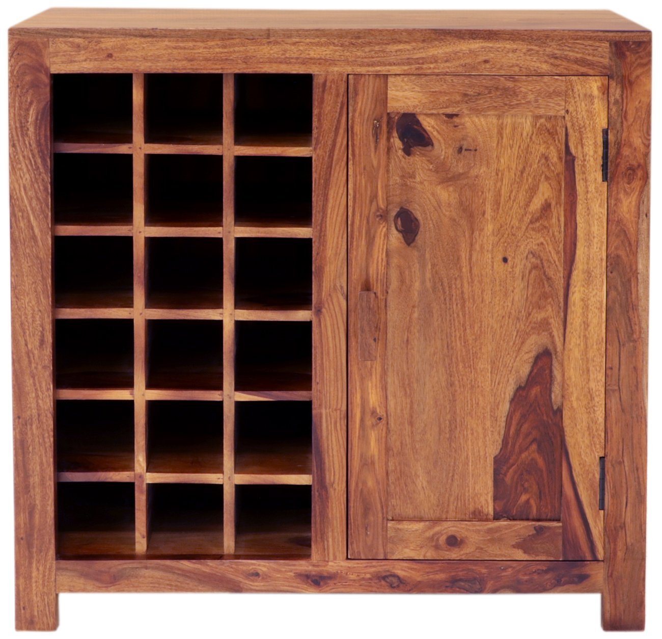 Indischesmoebelhausde Barschrank Barschrank Kali 90x90x45 aus indischem Sheesham-Massivholz von Indischesmoebelhausde