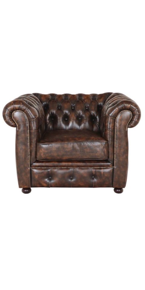 Indischesmoebelhausde Chesterfield-Sessel Einsitzer-Sofa Chesterfield Liverpool aus echtem Rindsleder Whisky von Indischesmoebelhausde