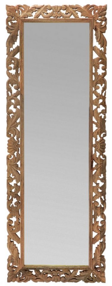 Indischesmoebelhausde Wandspiegel Spiegel Retro 170x60 handgeschnitzt aus Mango-Massivholz von Indischesmoebelhausde