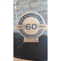 Holzscheibe in Gold Mit Schwarz Zu Einem Jubiläum, Personalisiert Namen Holzgeschenk, Banderole Holzscheibe in Gold Mit Schwarz Zu Einem Jubiläum, Personalisiert Namen Holzgeschenk, Banderole von IndividualWerk