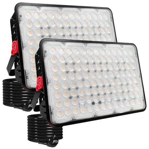 Indmird 400W LED Strahler Außen, 2 Stück Superhell 40000LM Led Strahler Warmweiß 3000K led Scheiwerfer Flutlicht IP66 Wasserdicht LED Außenstrahler für Gärten Auffahrt Garage Flur Ho von Indmird