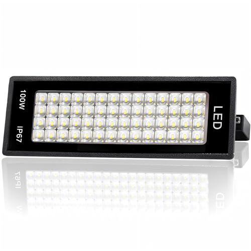 Indmird LED Strahler Außen 100W, 14000LM Led Flutlichter 7000K Kaltweiß Scheinwerfer Außenstrahler IP67 Wasserfest LED Fluter außen für Garage Farm Fabrik Lager Stadion von Indmird
