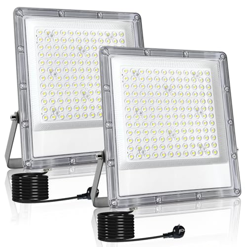 Indmird LED Strahler Außen 150W, 15000LM Led Aussenstrahler 6500K Kaltweiß Led Scheinwerfer IP66 Wasserdicht Baustrahler LED Flutlicht für Garten Garage Sportplatz Hof Flur von Indmird