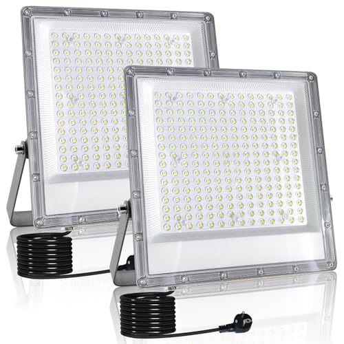 Indmird LED Strahler Außen 200W, 20000LM Led Aussenstrahler 6500K Kaltweiß Led Scheinwerfer IP66 Wasserdicht Baustrahler led Flutlicht für Garten Garage Sportplatz Hof Flur von Indmird