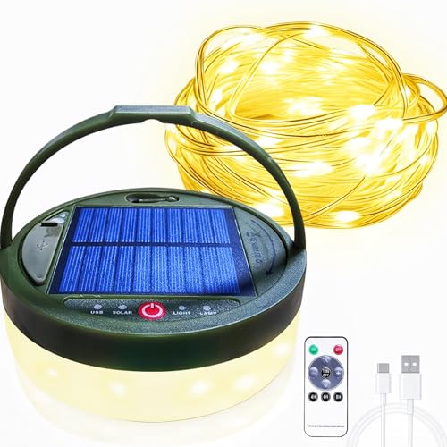 Solar Camping Lichterkette Aufrollbar 12M, 3600mAh Aufrollbar Campinglampe Solar mit Fernsteuerung und USB Wiederaufladbar, Tragbare Wasserdicht LED Lichterkette camping für Camping Wandern Garten Solar Camping Lichterkette Aufrollbar 12M, 3600mAh Aufrollbar Campinglampe Solar mit Fernsteuerung und USB Wiederaufladbar, Tragbare Wasserdicht LED Lichterkette camping für Camping Wandern Garten von Indmird