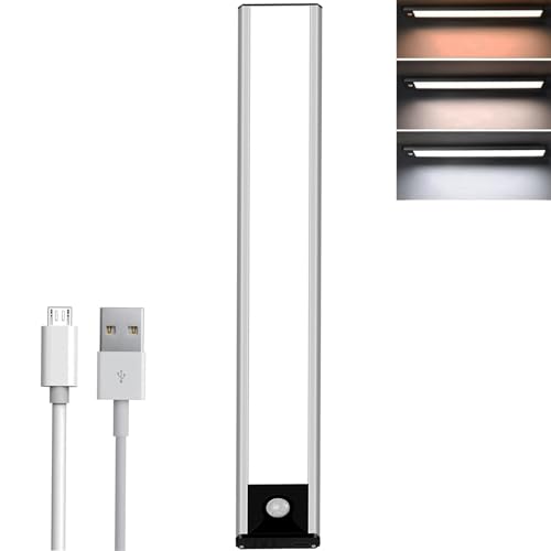 Unterbauleuchte Küche LED, Indmird 40CM Schrankbeleuchtung mit Bewegungsmelde 3 Farbmodi Dimmbar Beleuchtung LED Leiste USB Wiederaufladbar Nachtlicht Schranklicht für Küche,Schrank,Schlafzimmer,Trepp von Indmird