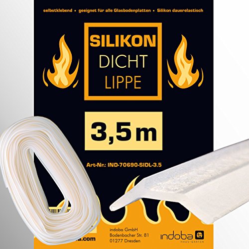 IND-70690-SIDL-3.5 Silikondichtlippe, Silikon Glasplattendichtung Schmutzlippe Dichtlippe für Kaminglasplatten - transparent 3.5 m von indoba