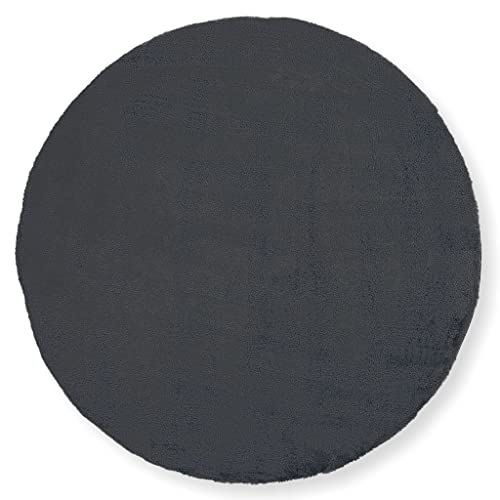 Rug Mossy 110Cm Rotund Dark Grey von Indomex