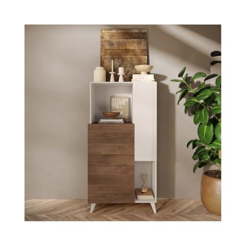 Indomita Schrank Alto Marion 81 x 42 x 154 h Farbe Weiß glänzend und Merure von Indomita