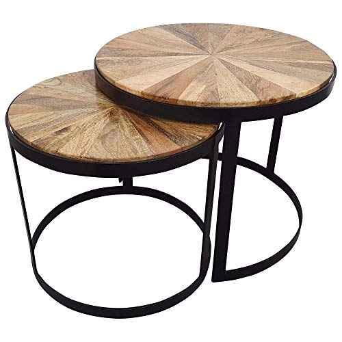 Indoortrend Beistelltisch runder Couchtisch 2er Set - Wohnzimmertisch in braun - moderner Satztisch aus massiv Holz - Beistelltische mit 55 cm und 45 cm Durchmesser - Tisch Gestell Metall Schwarz Indoortrend Beistelltisch runder Couchtisch 2er Set - Wohnzimmertisch in braun - moderner Satztisch aus massiv Holz - Beistelltische mit 55 cm und 45 cm Durchmesser - Tisch Gestell Metall Schwarz von Indoortrend