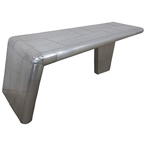 Indoortrend Wohnzimmertisch Couchtisch Sofatisch Alu Loungetisch - Gartentisch Aviator Tisch Silber Design Vintage, Konsole Kaffeetisch Loft Wintergarten Wohnzimmer, Maße (B/T/H) 120/60 / 45 cm von Indoortrend