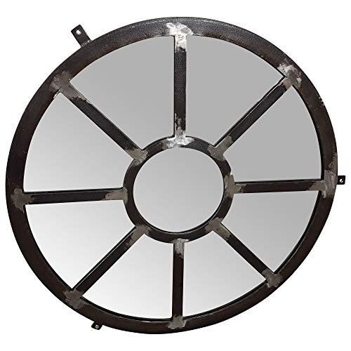 Wandspiegel rund mit Akzent durch Streben - Spiegel im Industrie Design für praktische Anwendung oder als Deko durch die Sprossen bilden Sich 9 Spiegelelemente - Maße (B/T/H) 75/4 / 75 cm von Indoortrend