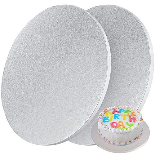 Indrnif 2 Stück Rund Tortenunterlage Cake Board 30cm Cakeboard 13mm x 12inch Kuchenplatten aus Karton Wiederverwendbar Torten Unterplatten für Transport Kuchen und Torten (Silber) von Indrnif