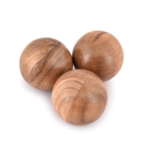 Indus Lifespace Decorative Acacia Wood Round Balls Set of 3 for Christmas Decorative Bowls Table Centerpiece | Coffee Table and House Décor (Set of 3), (7.62cm x 7.62cm x 7.62cm) von Indus Lifespace