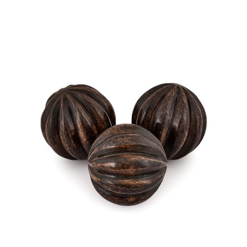 Indus Lifespace Deko-Kugeln aus Mangoholz, runde Kugeln, 3er-Set, zur Verwendung als Tafelaufsatz, ideal für den Einsatz im Wohnzimmer (6,3 x 6,3 x 6,3 cm) von Indus Lifespace
