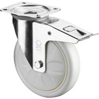 BS Rollen Lenkrolle D.200mm Trgf.300kg m.Festst.Ku.135x110mm weiß von Industrial Quality Supplies