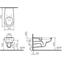 VitrA Wand-WC VITRAFLUSH CONFORMA Tiefspüler ohne Spülrand 355x700mm weiß von Industrial Quality Supplies