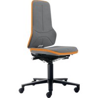 bimos Arbeitsdrehstuhl Neon Rollen Supertec-Gewebe grau orange 450-620mm von Industrial Quality Supplies