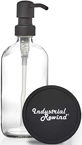 Schwarz Seifenspender Pumpe auf Klar Klauenhammer, Glas Flasche – Seifenspender Flasche, 473 ml Glas Flasche, Seifenspender oder Lotion Flasche durch die industriellen Rücklauf von Industrial Rewind