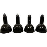 4Er Set Industrielle Bauhaus Hängelampen Aus Schwarzer Emaille, 1950Er Jahre 4Er Set Industrielle Bauhaus Hängelampen Aus Schwarzer Emaille, 1950Er Jahre von IndustrialAntik