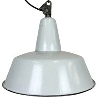 Große Industrielle Graue Emaille Fabrik Hängelampe Von Zaos, 1960Er Jahre von IndustrialAntik