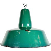 Große Industrielle Grüne Emaille-Fabrik-Hängelampe, 1960Er Jahre Große Industrielle Grüne Emaille-Fabrik-Hängelampe, 1960Er Jahre von IndustrialAntik