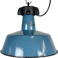 Industrielle Fabrik-Hängelampe Aus Blauer Emaille Mit Gusseisenaufsatz, 1960Er Jahre Industrielle Fabrik-Hängelampe Aus Blauer Emaille Mit Gusseisenaufsatz, 1960Er Jahre von IndustrialAntik