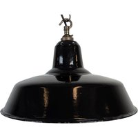 Industrielle Fabrik-Hängelampe Aus Schwarzer Emaille, 1960Er Jahre Industrielle Fabrik-Hängelampe Aus Schwarzer Emaille, 1960Er Jahre von IndustrialAntik