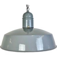 Industrielle Graue Emaille Fabrik Hängelampe, 1960Er Jahre von IndustrialAntik