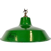 Industrielle Grüne Emaille Fabrik Hängelampe Von Revo, 1950Er von IndustrialAntik