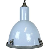 Industrielle Hängelampe Aus Grauer Emaille Mit Glasabdeckung, 1950Er Jahre von IndustrialAntik