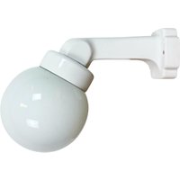 Vintage Weiße Porzellan Wandlampe Mit Milchglas, 1950Er Jahre von IndustrialAntik