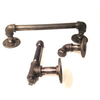 Industrielle Badezimmer-Set - 1/2" Oder 3/4" Schwarze Seöhre Mit Toilettenpapierhalter, Haken Und 20" Handtuchhalter von IndustrialDecorStyle