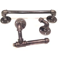Industrielle Badezimmer-Set - Schwarze Seöhre Mit Toilettenpapierhalter, Bademantel Haken Und 12, 14", Oder 20" Handtuchhalter Industrielle Badezimmer-Set - Schwarze Seöhre Mit Toilettenpapierhalter, Bademantel Haken Und 12, 14", Oder 20" Handtuchhalter von IndustrialDecorStyle