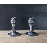 Industrielle Rohr Taper Kerze Halter Set von IndustrialHomeBazaar
