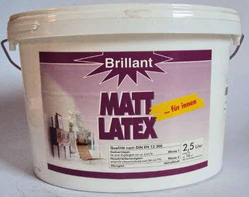 Brillant Matt Latex für Innen, Latexfarbe/ 2,5 Liter von Industrie Latexfarbe
