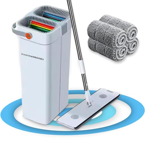 Industry Rainbow Bodenwischer, XL-Kopf, Bodenwischer, Bodenwischer zum Reinigen von Fliesen und Wänden, selbstentwässernder Mopp, Eimer mit zwei Fächern, rutschfester Bodenwischer Industry Rainbow Bodenwischer, XL-Kopf, Bodenwischer, Bodenwischer zum Reinigen von Fliesen und Wänden, selbstentwässernder Mopp, Eimer mit zwei Fächern, rutschfester Bodenwischer von Industry Rainbow