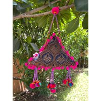 Mb0121 Handgemachtes Mobile, Kinderzimmer Zum Aufhängen Mit Bunten Perlen Und Pompoms von IndycraftsDesigns