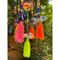 Mb0128 Handgemachtes Mobile Mit Bunten Perlen Und Pompoms Zum Aufhängen von IndycraftsDesigns