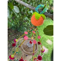 Mb0131 Handgemachtes Mobile Mit Bunten Perlen Und Pompoms Zum Aufhängen von IndycraftsDesigns
