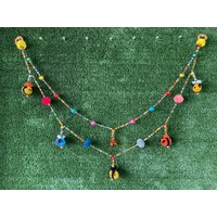 Mb0138 Handgemachtes Mobile, Kinderzimmer Zum Aufhängen Mit Bunten Perlen Und Pompoms von IndycraftsDesigns