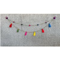 Mb0155 Handgemachtes Mobile, Kinderzimmer Hängende Dekorieren Mit Pompoms Und Bunten Perlen von IndycraftsDesigns