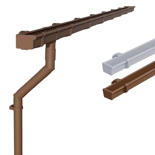 INEFA Dachrinnen Set Gartenhaus, Carport, Terrasse, NW83 / 83mm Kastenrinne 5m Braun 1 Dachseite, Regenrinne PVC für Pultdach, Made in Germany von INEFA