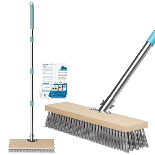 Drahtbürste mit langem Griff, 152,4 cm, robuste Drahtbürste, Bürstenkopf 29 cm, Gartenbesen zur Reinigung von Unkraut, Moos, Algen auf Terrasse, Deck, Garten, Schwimmbad Drahtbürste mit langem Griff, 152,4 cm, robuste Drahtbürste, Bürstenkopf 29 cm, Gartenbesen zur Reinigung von Unkraut, Moos, Algen auf Terrasse, Deck, Garten, Schwimmbad von InemzTal
