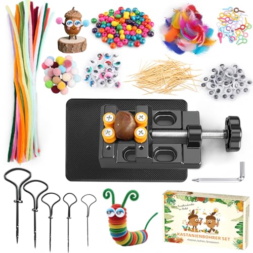 InemzTal Kastanienbohrer Kinder Set mit Kastanienhalter und DIY Bastel Zubehör,Kastanienset zum Basteln mit Kastanien, Herbst Kastanienmännchen DIY Set mit 5 1.5-5mmBohrer Kastanien InemzTal Kastanienbohrer Kinder Set mit Kastanienhalter und DIY Bastel Zubehör,Kastanienset zum Basteln mit Kastanien, Herbst Kastanienmännchen DIY Set mit 5 1.5-5mmBohrer Kastanien von InemzTal