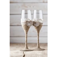 Hochzeit Toasten Flöten Rustikale Toastgläser Champagner Braut Und Bräutigam Gläser Dusche Geschenk von InesesWeddingGallery